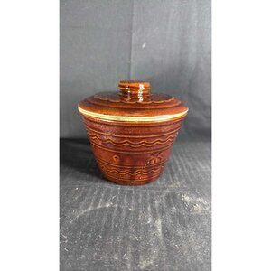 Vintage Marcrest Daisy Dot Ovenproof Stoneware Covered Casserole Dish Brown